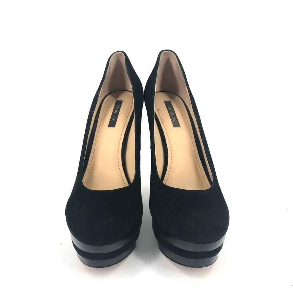 RACHEL ZOE Sz 10 Black Suede Eva Stacked Platform